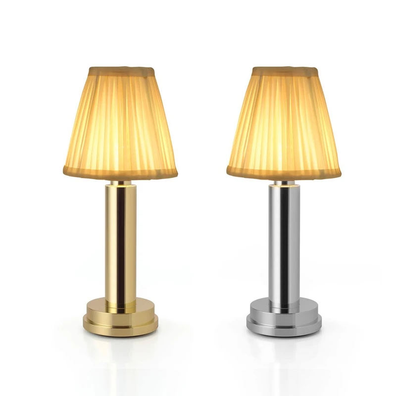 lámpara de mesa de pantallas recargables inalámbricas de aluminio con tela 