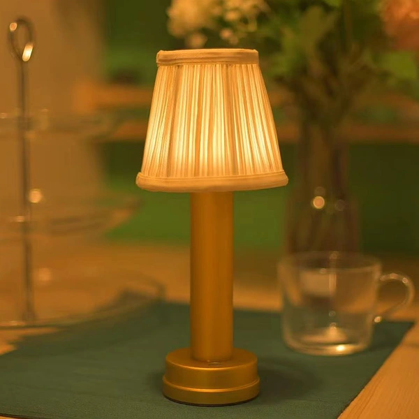 lámpara de mesa de pantallas recargables inalámbricas de aluminio con tela 