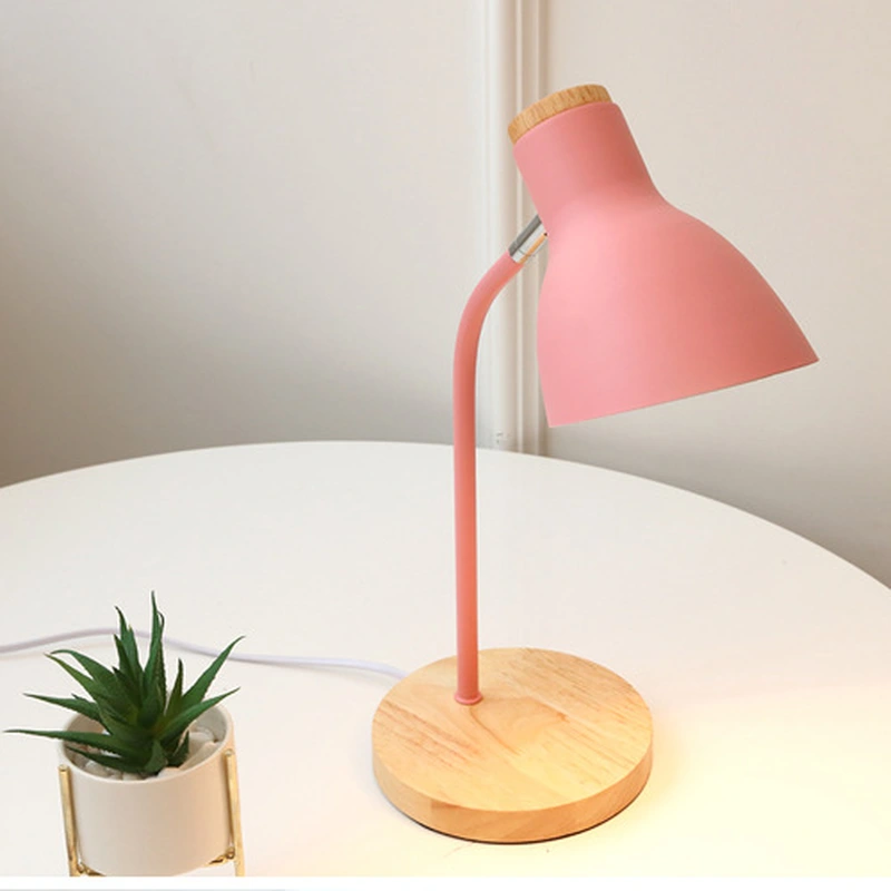 مصباح طاولة خشبي ملون على الطراز الاسكندنافي e27 للدراسة 