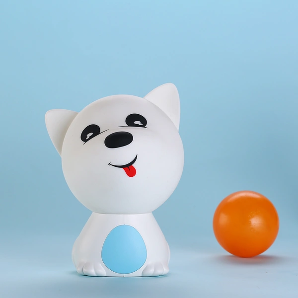 كلب لطيف على شكل مصباح ضوء ليلي من هلام السيليكا بجانب مصباح الطفل 