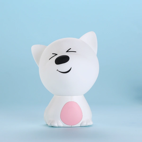 كلب لطيف على شكل مصباح ضوء ليلي من هلام السيليكا بجانب مصباح الطفل 