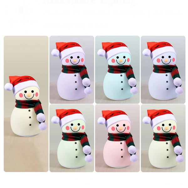 مصباح طاولة بإضاءة ليد على شكل رجل ثلجي قابل لإعادة الشحن للأطفال الرضع 