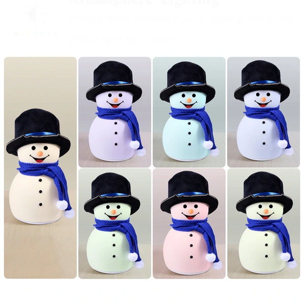 مصباح طاولة بإضاءة ليد على شكل رجل ثلجي قابل لإعادة الشحن للأطفال الرضع 