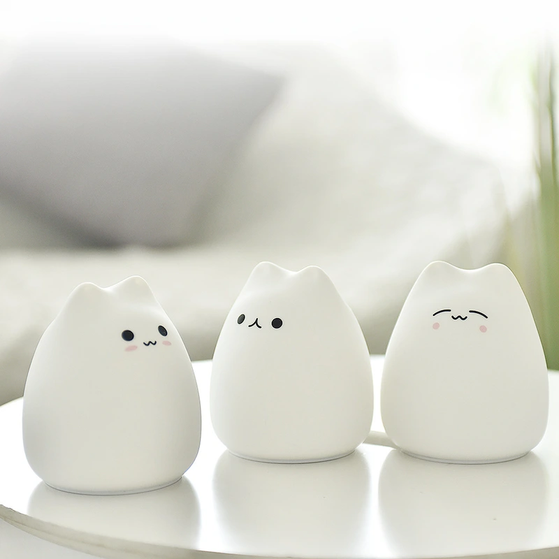 linda lámpara de gato niños llevó la lámpara de dibujos animados de luz de noche con batería aaa 