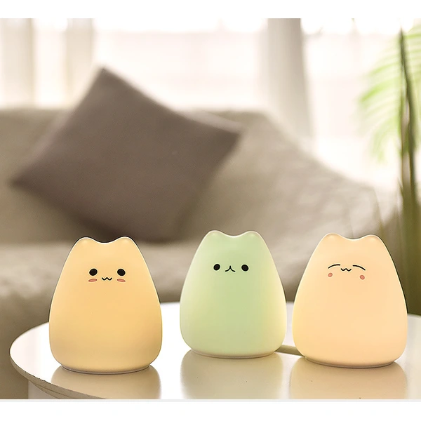 linda lámpara de gato niños llevó la lámpara de dibujos animados de luz de noche con batería aaa 
