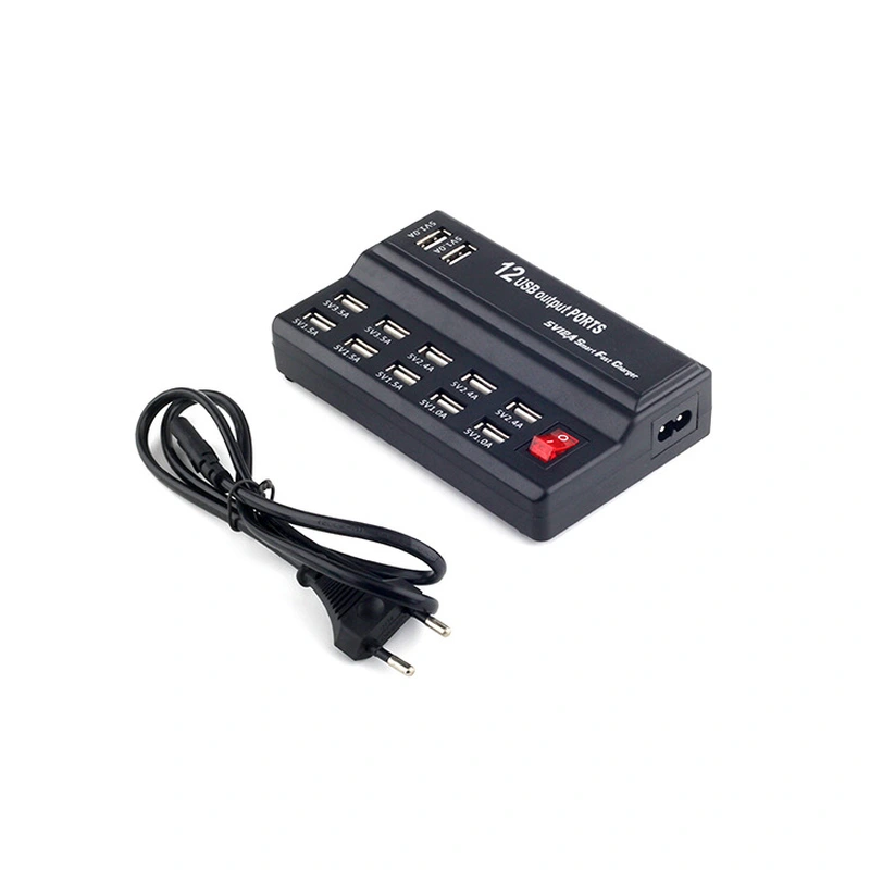 12 منفذ USB شاحن محطة الهاتف محطة متعددة مع قابس الاتحاد الأوروبي الولايات المتحدة 