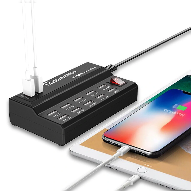 12 منفذ USB شاحن محطة الهاتف محطة متعددة مع قابس الاتحاد الأوروبي الولايات المتحدة 