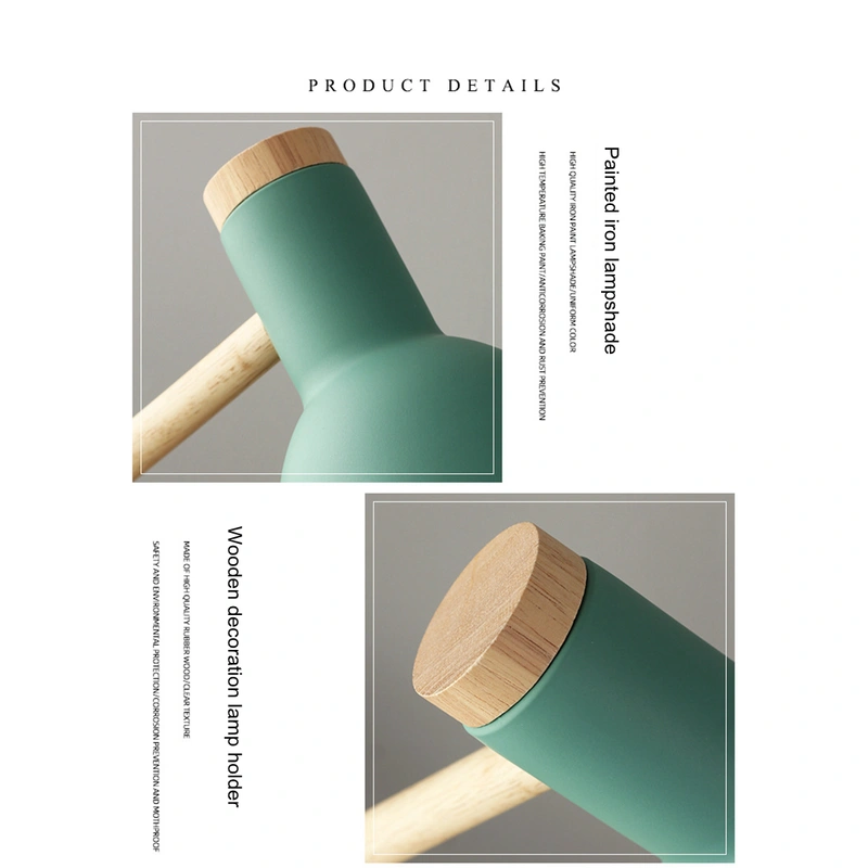 الشمال نمط الحديد الفن للطي مصابيح طاولة خشبية مع e27 لامفولدر