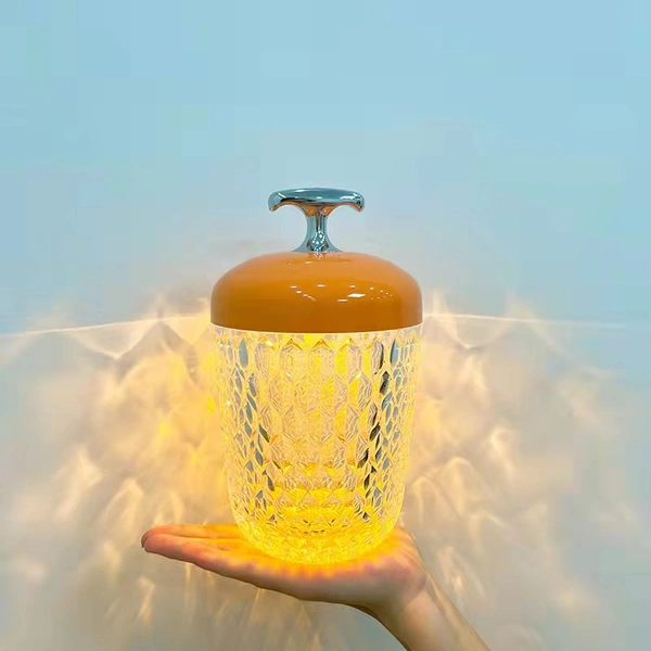 مصباح طاولة كريستال أكريليك مع بطارية USB قابلة لإعادة الشحن 