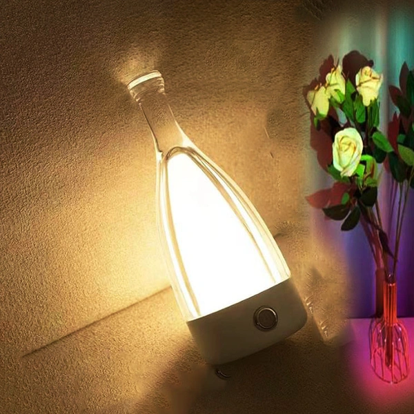 botella de aluminio luz nocturna botella de vino lámpara de mesa led recargable 