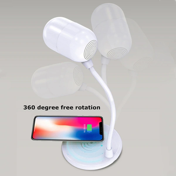 Lámpara de mesa de carga inalámbrica estéreo, altavoz de ambiente led, luz nocturna 