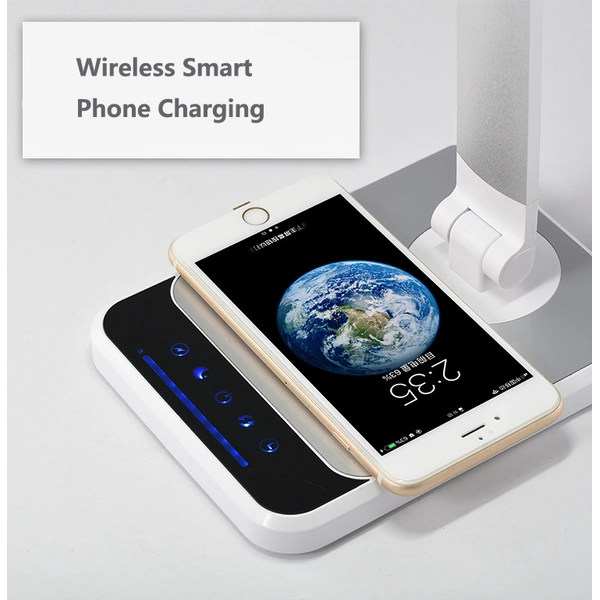 lámpara de escritorio led regulable con cargador inalámbrico qi 