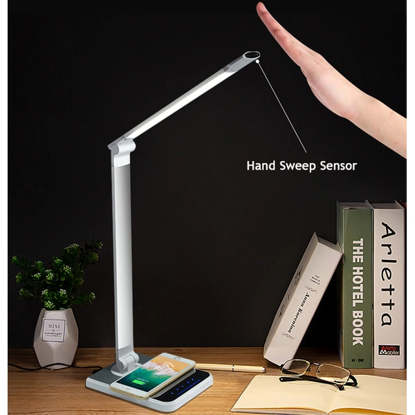 lámpara de escritorio led regulable con cargador inalámbrico qi 