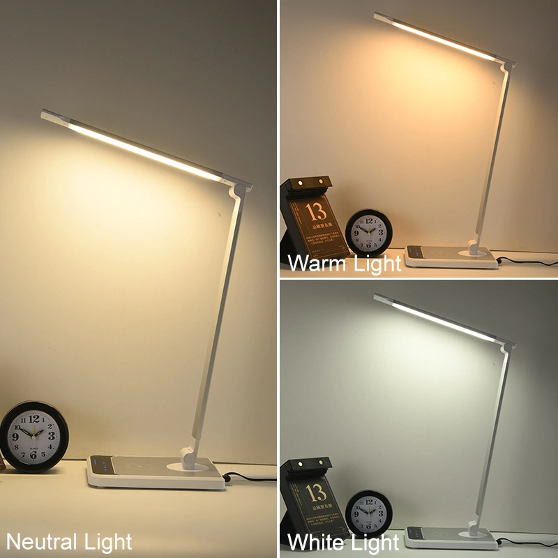 lámpara de escritorio led regulable con cargador inalámbrico qi 