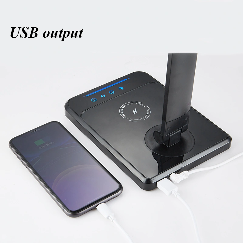 lámpara de escritorio led regulable con cargador inalámbrico qi 