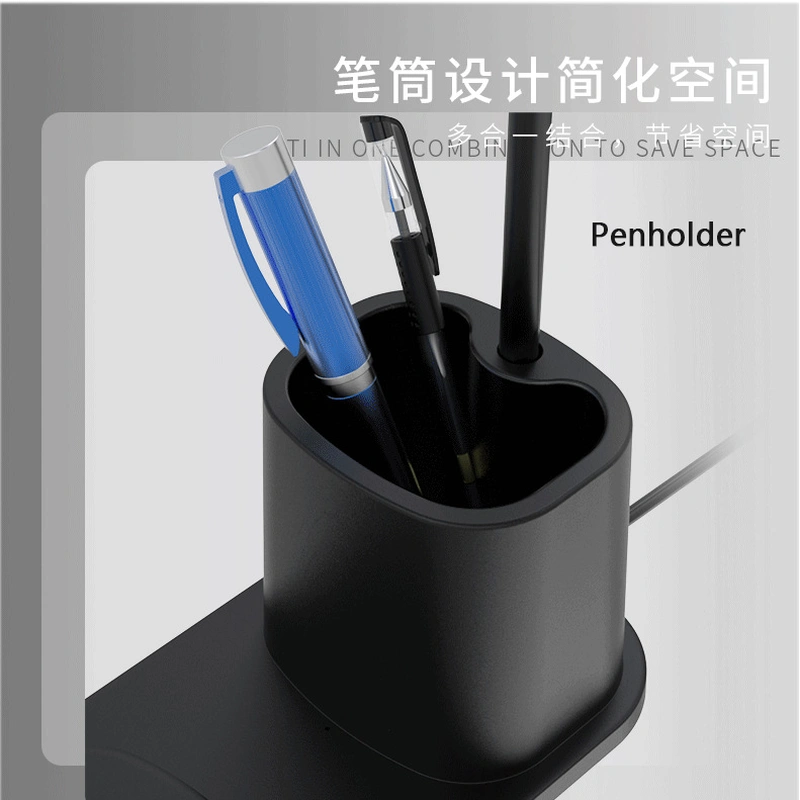 lámpara de escritorio led con portalápices y cargador inalámbrico 