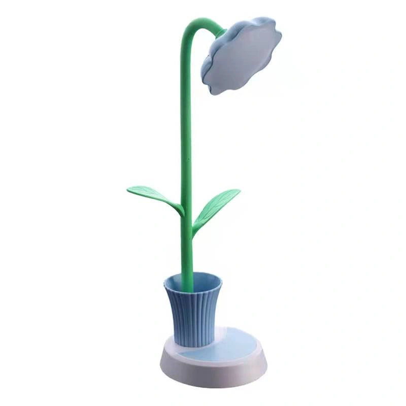 lámpara de escritorio recargable led de girasol con puerto usb para niños leyendo