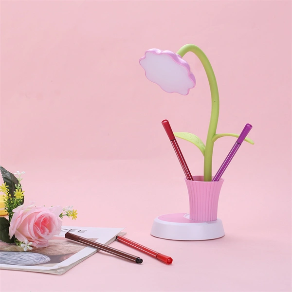 lámpara de escritorio recargable led de girasol con puerto usb para niños leyendo