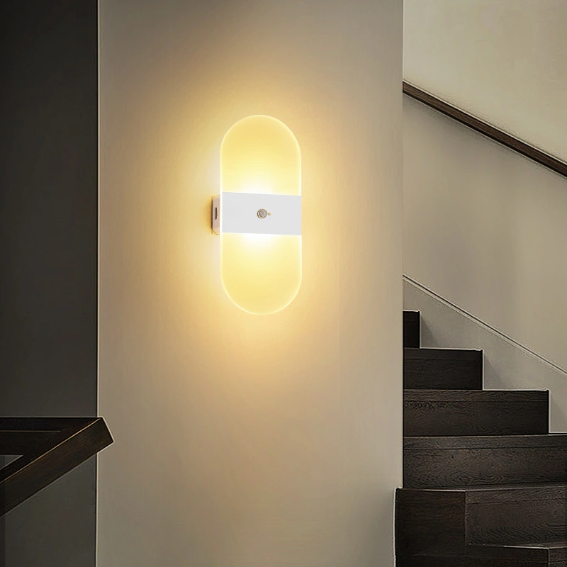 lámpara de pared recargable de luz de soporte inductivo de radar con sensor humano