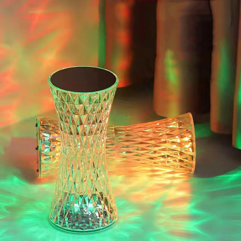 الاكريليك الكريستال مصباح طاولة ليلة مع بطارية قابلة للشحن usb