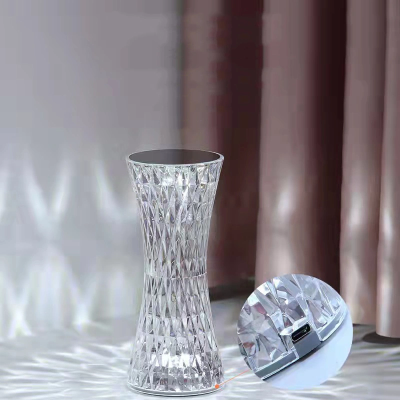 الاكريليك الكريستال مصباح طاولة ليلة مع بطارية قابلة للشحن usb