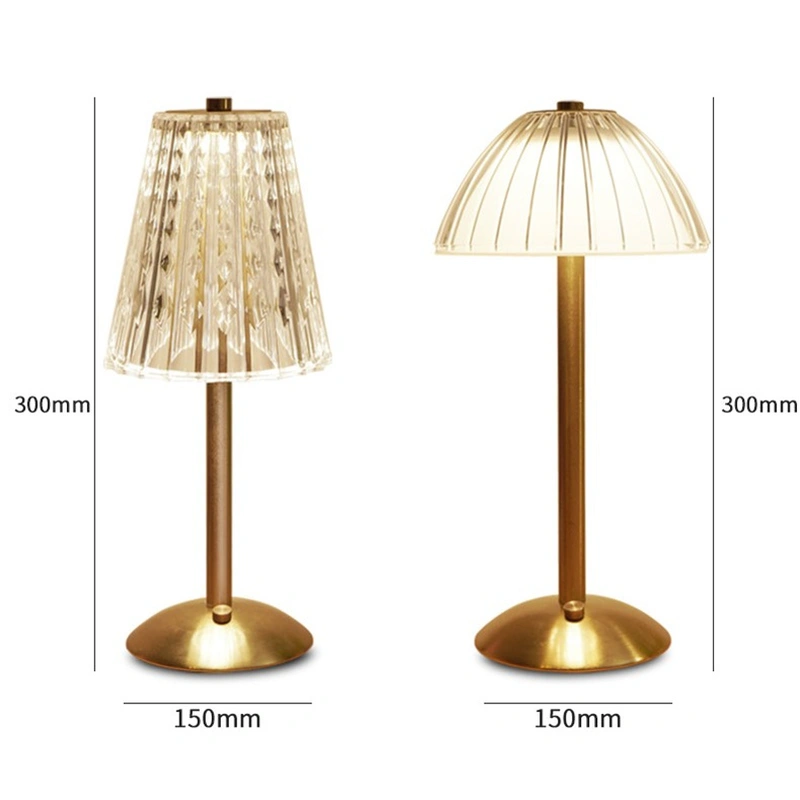 Lámpara de mesa de cristal de diamante acrílico rosa led moderna