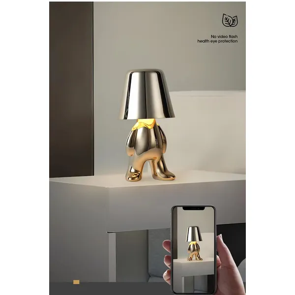 lámpara de mesa led barra de café pensador led lámpara de mesa hombre pequeño dorado  