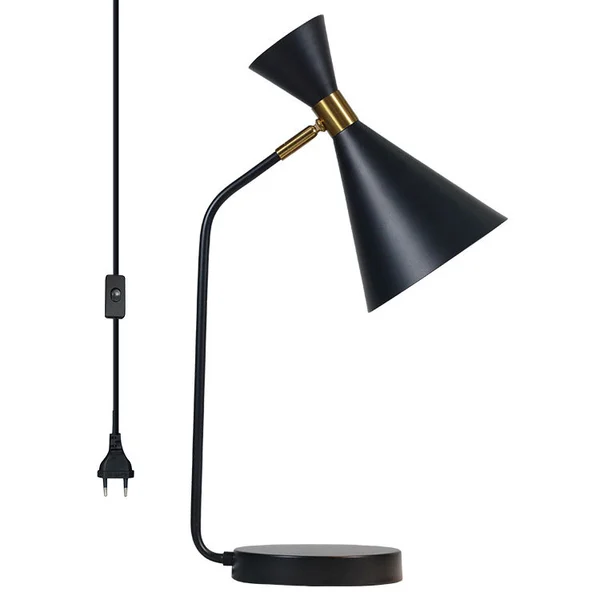 شكل الساعة الرملية الأسود فندق السرير أدى مصباح طاولة الحديد حماية العين