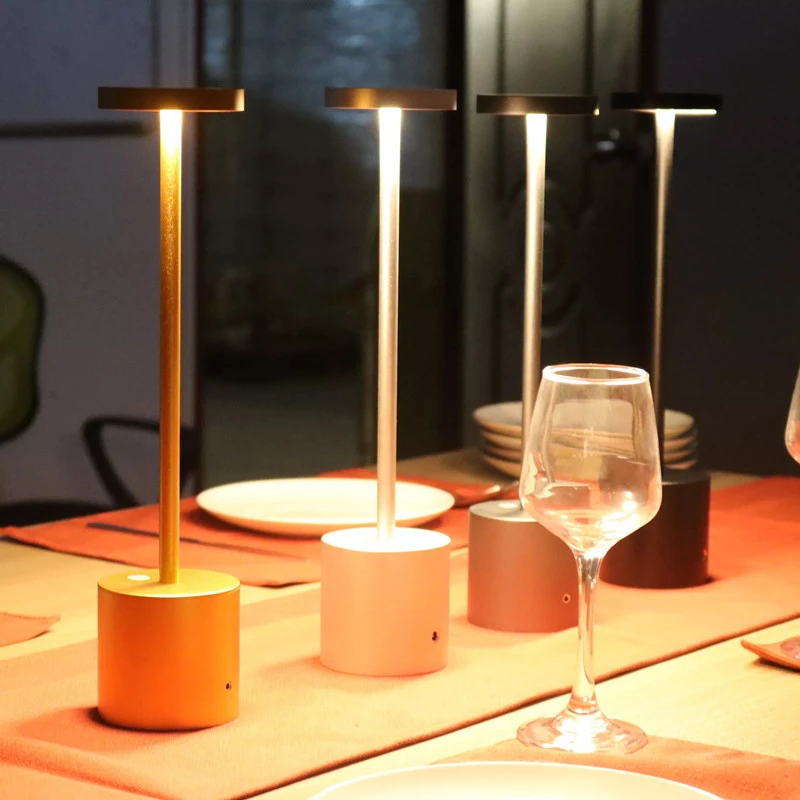 lámpara de mesa inalámbrica de aluminio lámparas de cama de restaurante recargables