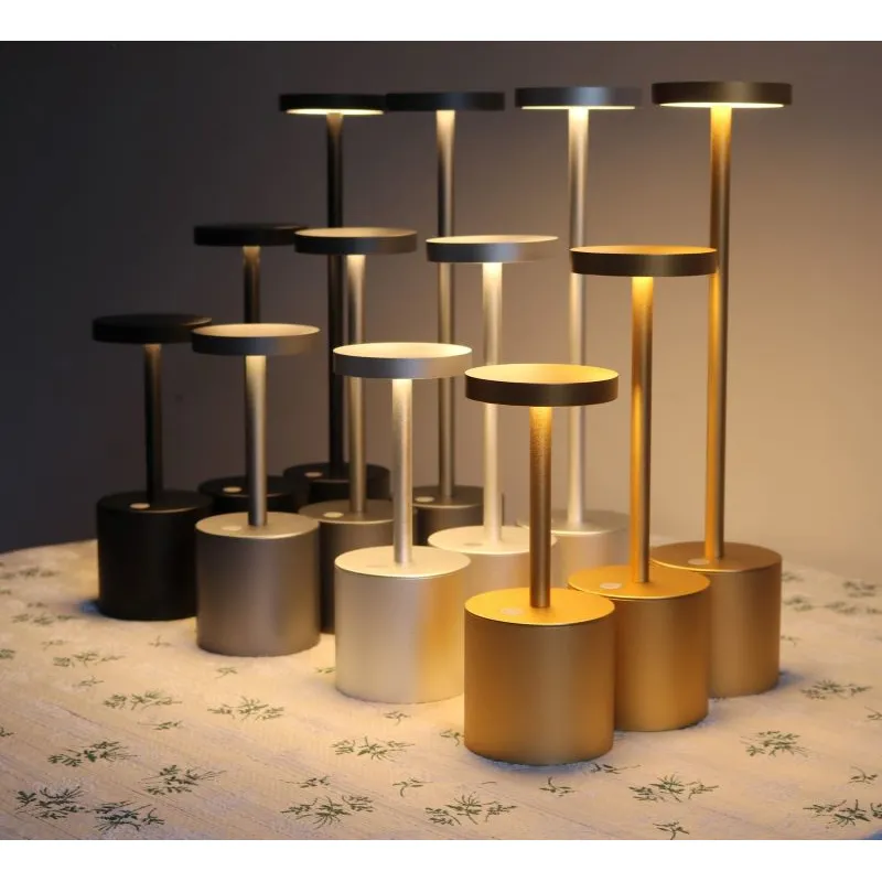 lámpara de mesa inalámbrica de aluminio lámparas de cama de restaurante recargables