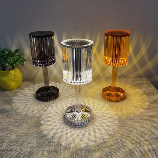 مصباح طاولة كريستال أكريليك مع بطارية USB قابلة لإعادة الشحن 