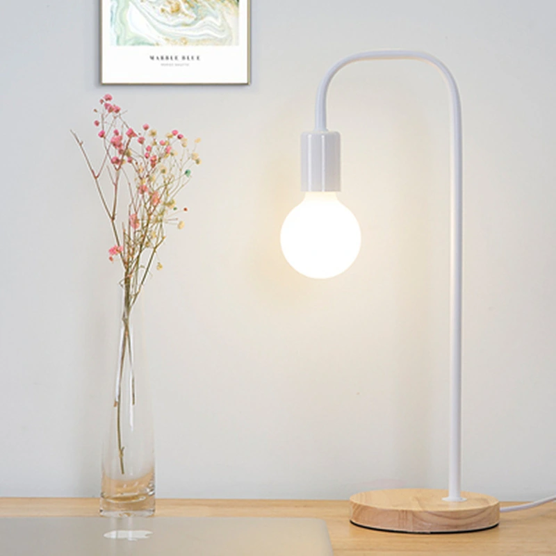 الشمال نمط الحديد الفن للطي مصابيح طاولة خشبية مع e27 لامفولدر