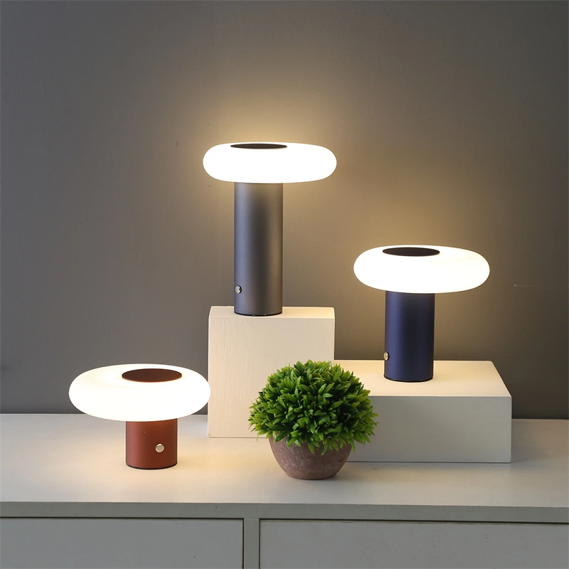 lámpara de mesa de restaurante led con batería de luz de noche de bebé de setas  
