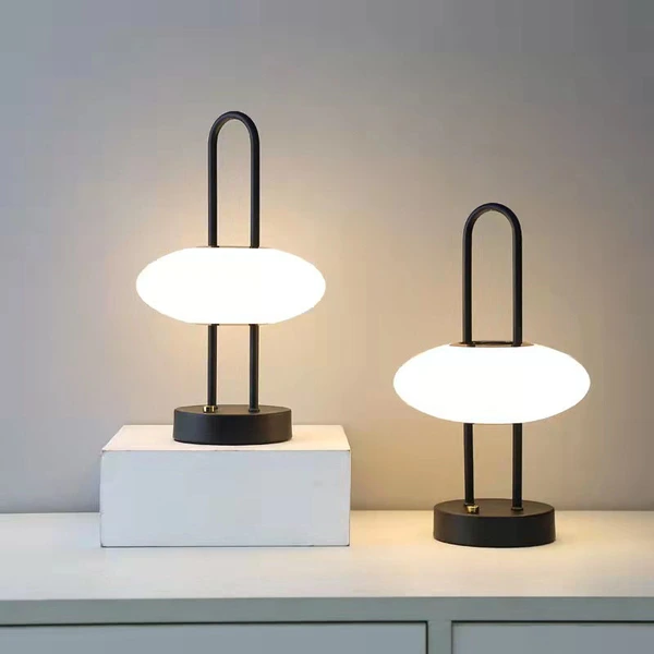 lámparas de mesa recargables led portátiles nórdicas de metal lámpara de noche negra