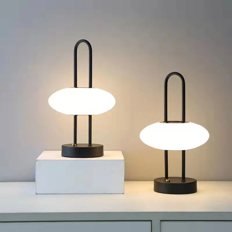 lámparas de mesa recargables led portátiles nórdicas de metal lámpara de noche negra