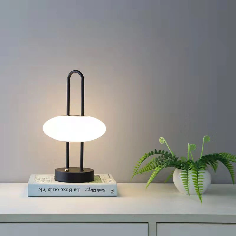 lámparas de mesa recargables led portátiles nórdicas de metal lámpara de noche negra