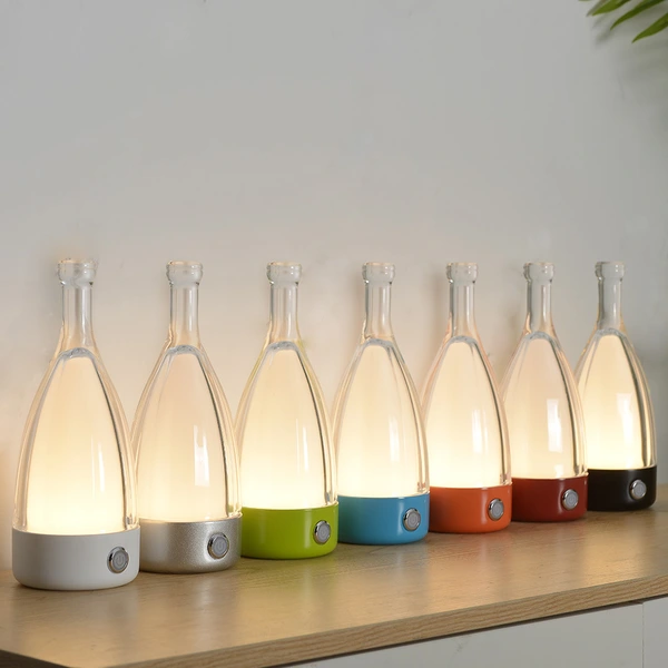 botella de aluminio luz nocturna botella de vino lámpara de mesa led recargable 