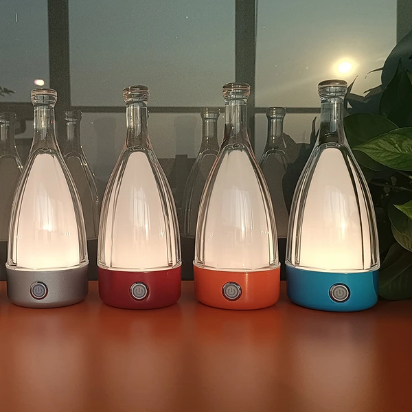 botella de aluminio luz nocturna botella de vino lámpara de mesa led recargable 