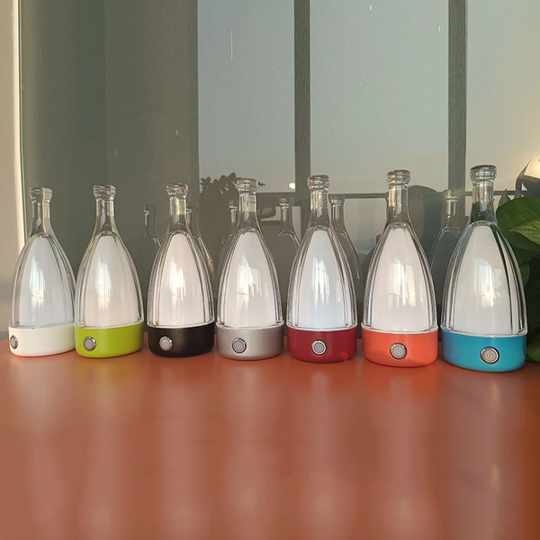 botella de aluminio luz nocturna botella de vino lámpara de mesa led recargable 