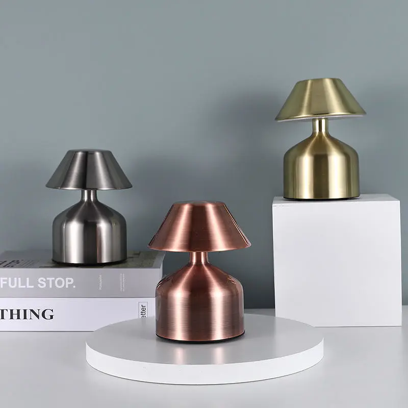 mini lámpara de mesa de cuerdas de hongos gordos de metal luz de noche cálida