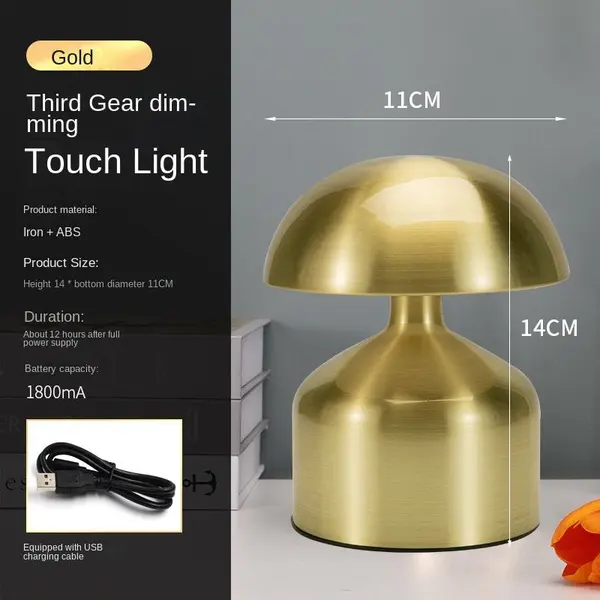 mini lámpara de mesa de cuerdas de hongos gordos de metal luz de noche cálida