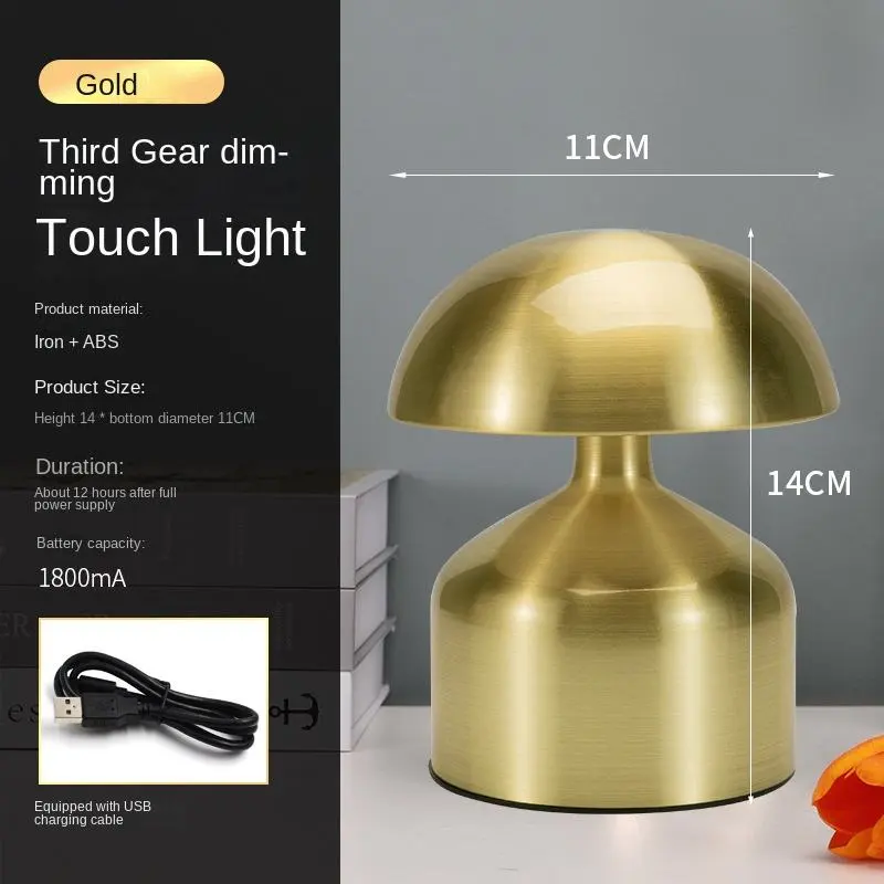 mini lámpara de mesa de cuerdas de hongos gordos de metal luz de noche cálida