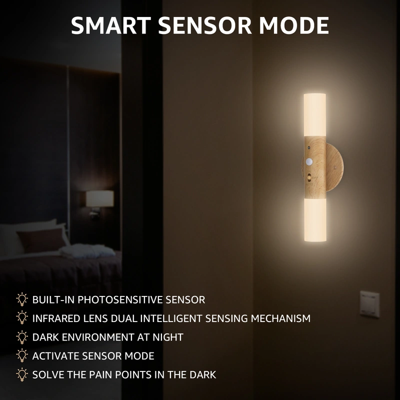 Lámpara de pared LED magnética con sensor de movimiento, luces nocturnas USB para interiores