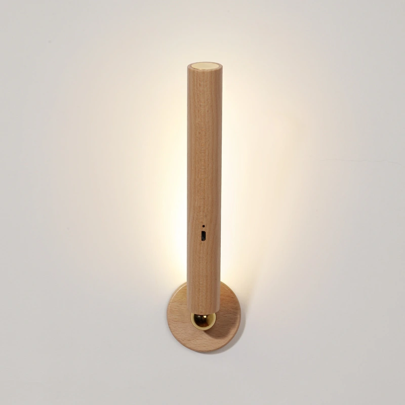 Lámpara de pared de madera LED magnética recargable  