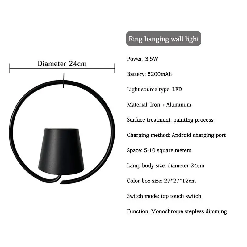 led poldina lámpara colgante recargable anillo portátil araña redonda