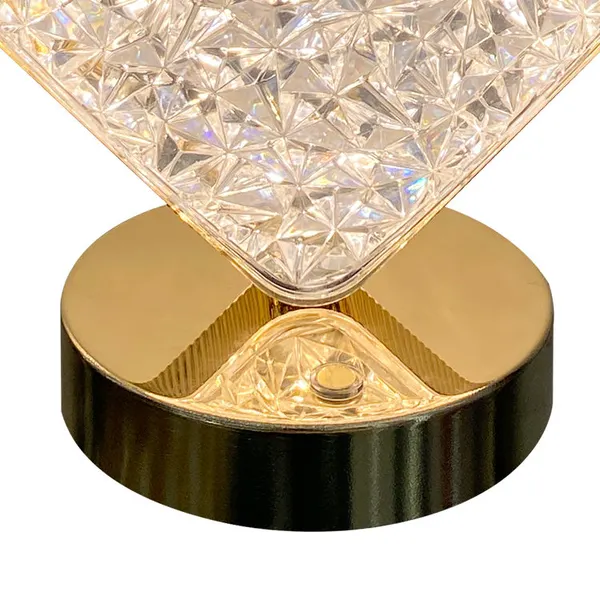 مصباح طاولة كريستال أكريليك مع بطارية USB قابلة لإعادة الشحن 