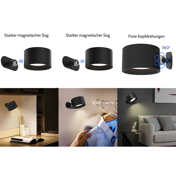 lámpara de pared led regulable luz de lectura de bola magnética recargable 4.5w