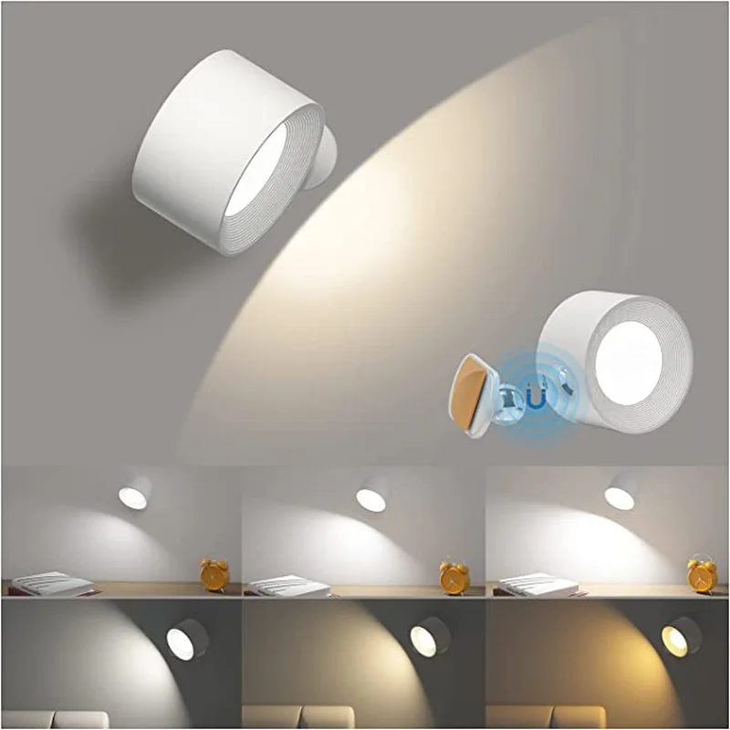 lámpara de pared led regulable luz de lectura de bola magnética recargable 4.5w