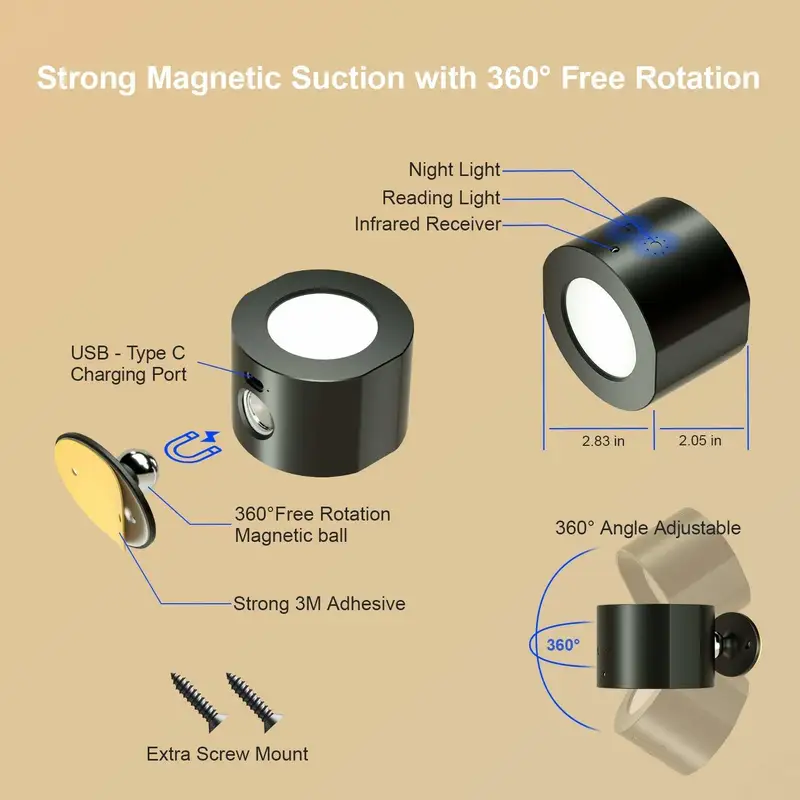 Lámpara de pared recargable inalámbrica para interiores con control remoto
