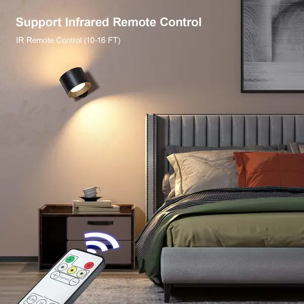 Lámpara de pared recargable inalámbrica para interiores con control remoto